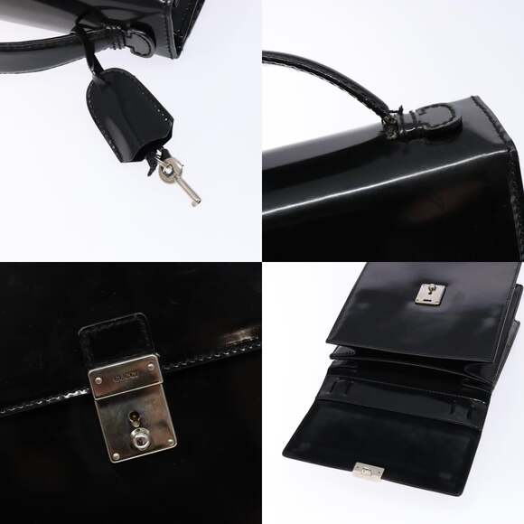 GUCCI Hand Bag Patent Leather Black Silver 018 123 018 123 - Picture 11 of 13
